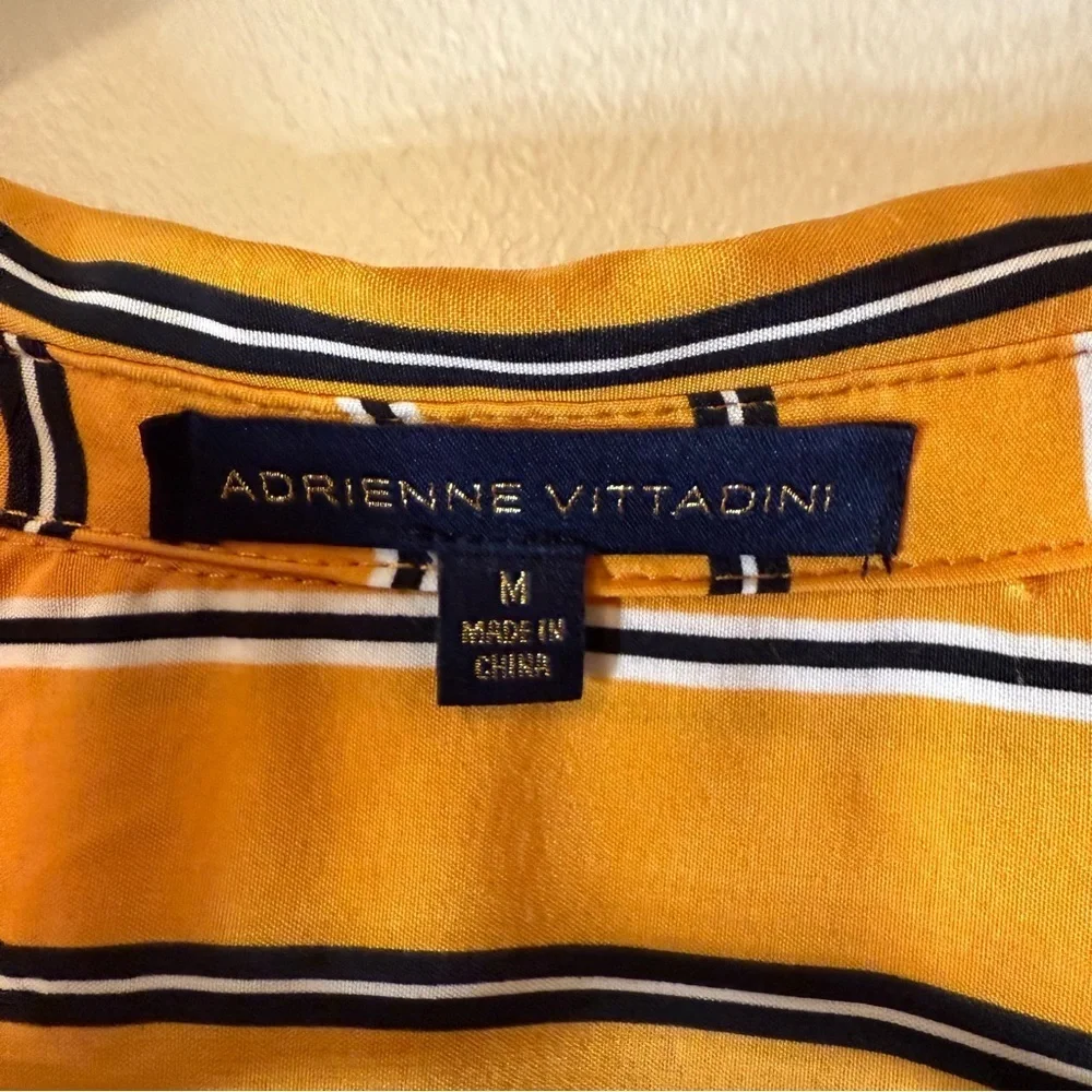 Adrienne Vittadini Yellow Striped Button-Up Shirt - Picture 3 of 7